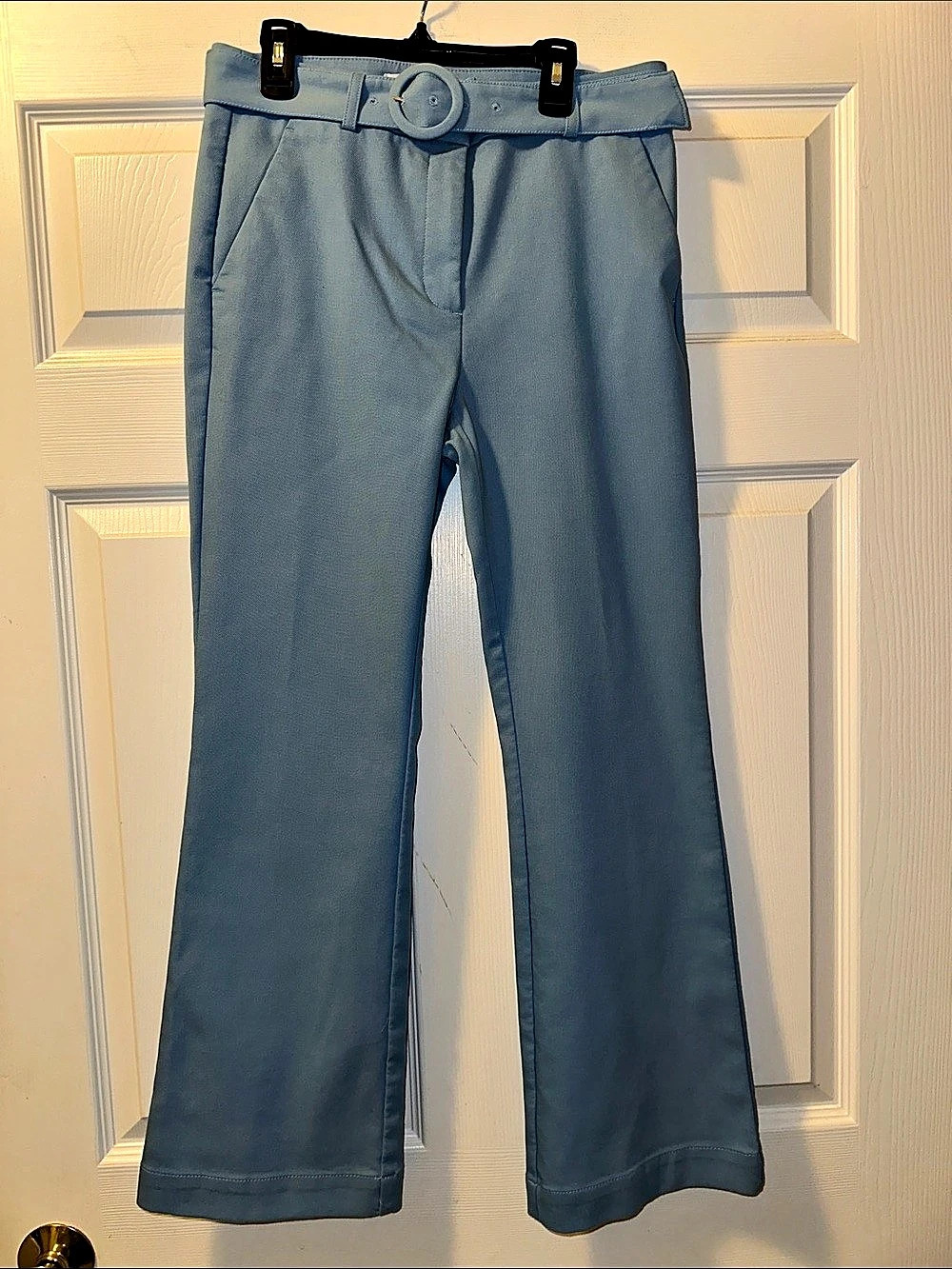 Women’s LOFT ‘The Sutton Kick Crop’ Powder Blue Belted Pants - Size 4